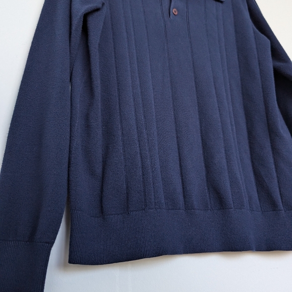 Oleg Cassini Silk Blend Navy Pullover Sweater  Collar Sz M - Picture 7 of 15